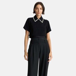 A.L.C. Black Crop Top with White Trim